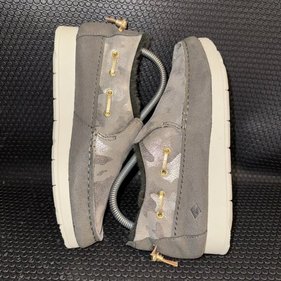 Sperry Moc-Sider Suede Slip-On Camo Green Gold Comfort Shoes Women’s Size 7.5M - Picture 4 of 8